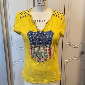 Double D Ranch Yellow Love Thy Neighbor Tee - MED